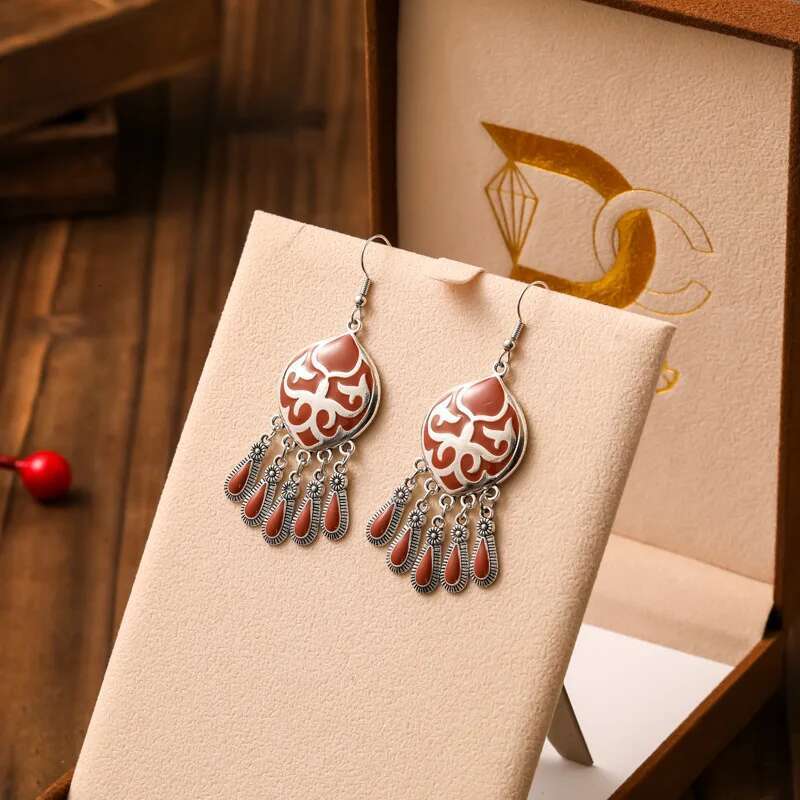 New Ethnic Fire Totem For Women Creative Design Short Style Enamel Vintage Water Drop Earrings Party Daily Jewelry