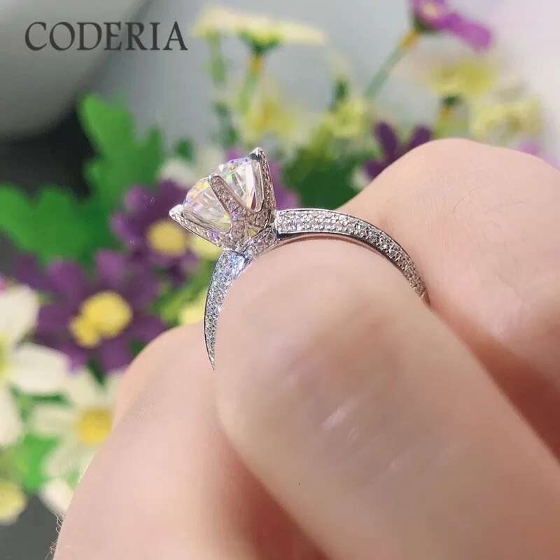 2 CT Diamond Engagement Ring Sterling Silver Certified D Color Moissanite Diamond Weddig Eternit Rings for Women Fine Jewelry