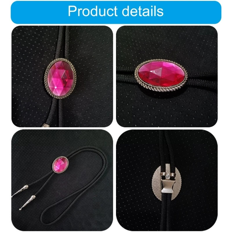 Delicate Diamond Stone Bolo Tie Cowboy Punk Necktie Western Bolo Tie Engraving Charm Bolo Tie Cowboy for Shirt Jeans 250430