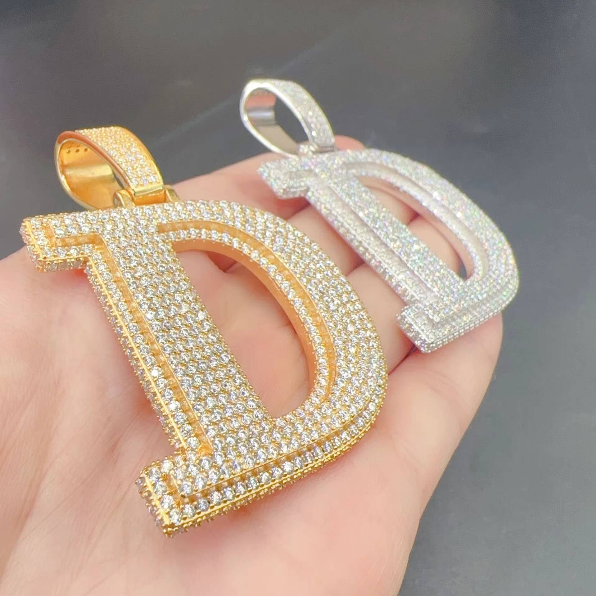 Luxury Hip Hop 925 Silver Moissanite Diamond Necklace Custom Iced Pendant Letter Cuban Link Chain with Pendants Charms