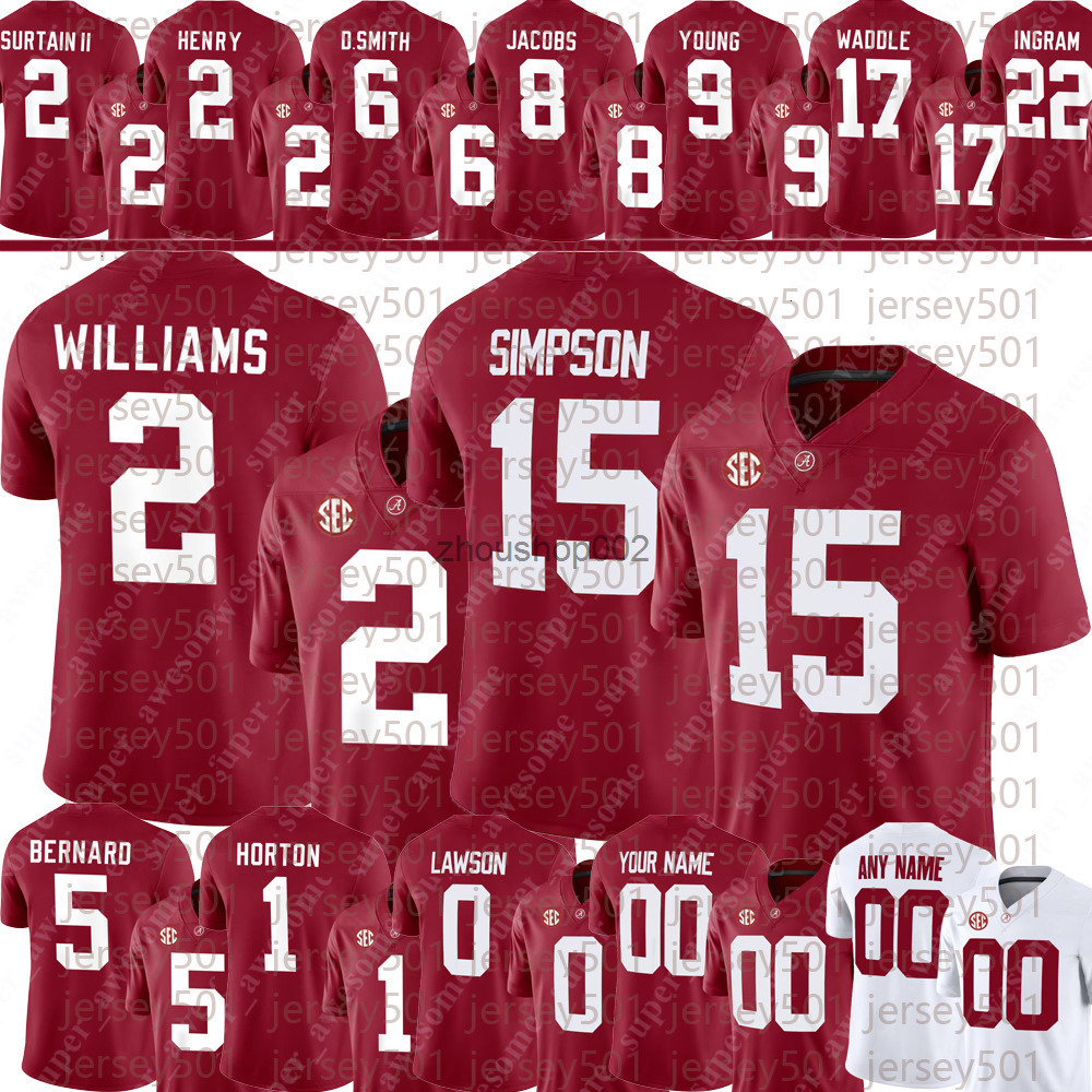Alabama Crimson Tide Football Jersey Ty Simpson Ryan Williams Germie Bernard Isaiah Horton Jam Miller Deontae Lawson Henry DeVonta Smith Surtain II IN