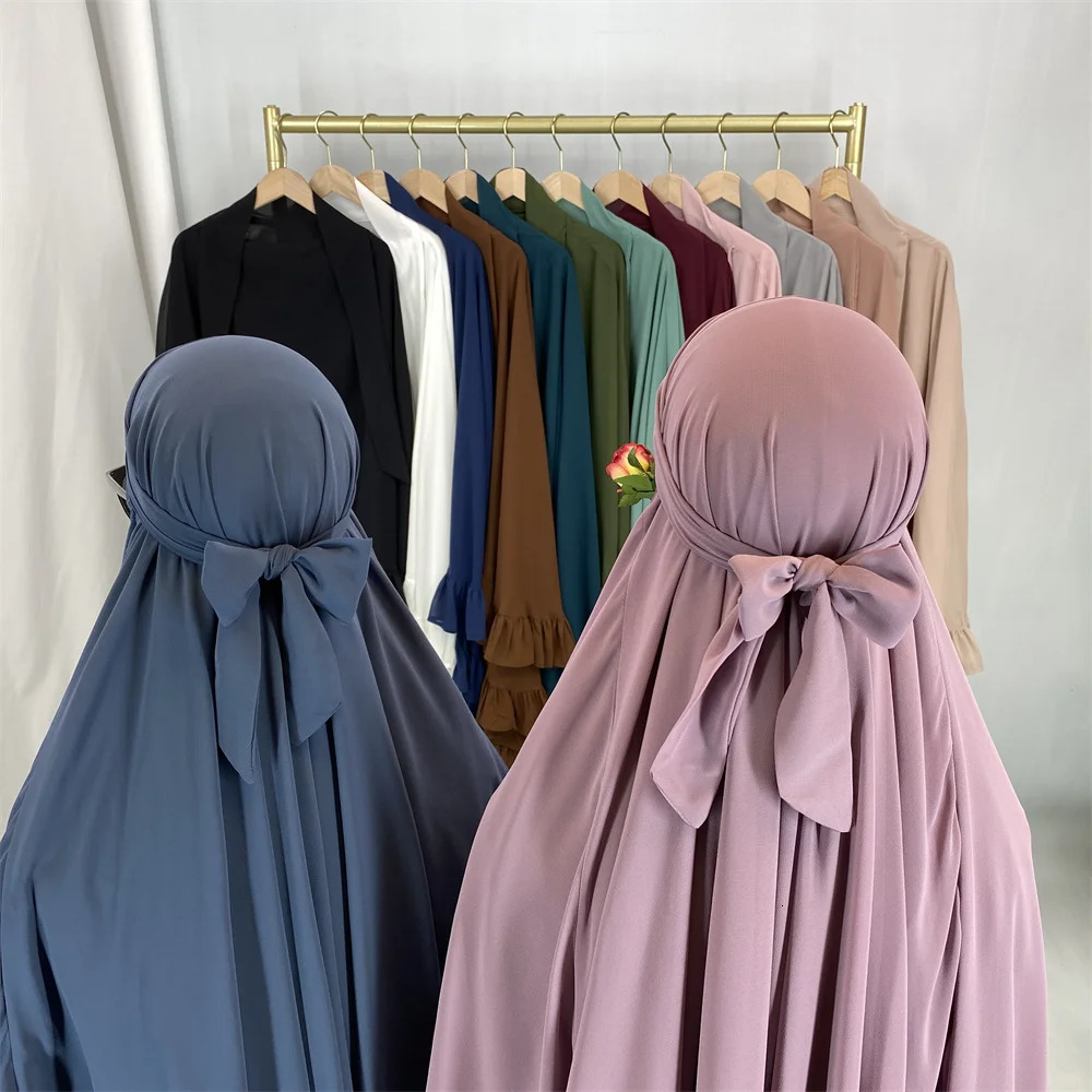 Fashion Long Khimar Plain Chiffon Muslim Women Prayer Scarf Dubai Turkish Hijabs Turban Ramadan Niqab Abaya For Women 250420