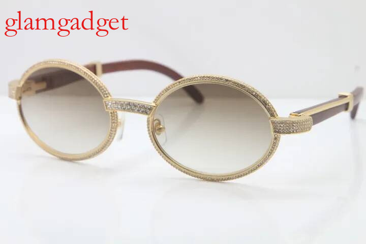 Good Quality Wood Full Frame Dia 7550178 Round Vintage Unisex High end brand designer Glasses C Decoration gold Sunglasses