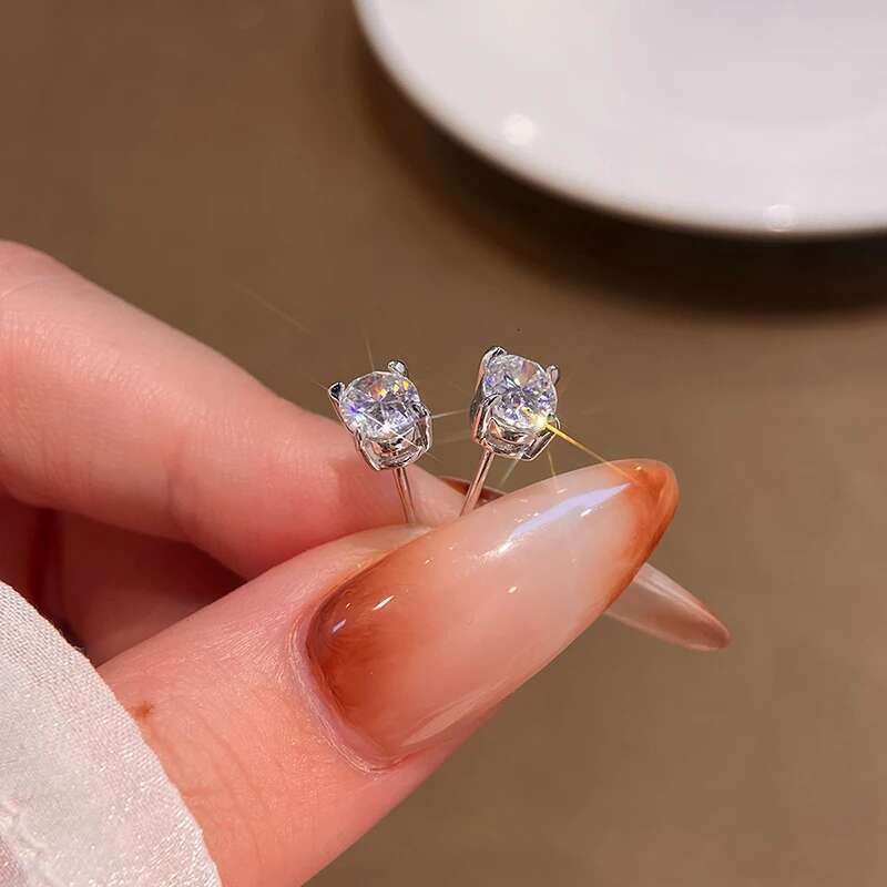KNB 1CT Brilliant Oval Certified Moissanite Diamond Stud Earrings For Women 925 Sterling Silver Trendy Anniversary Gift Jewelry