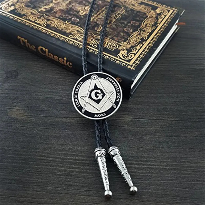 Europe and America Freemason Fashion Leather Cord Necklace bolo tie 250430