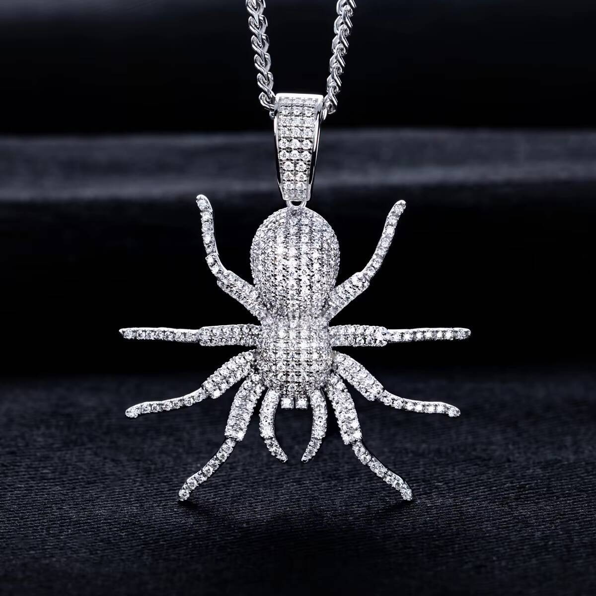 Hip Hop Mens Jewelry Bling Full Moissanite Spider Pendant Pass Diamond Tester 925 Silver VVS Custom Spider Charm Pendants