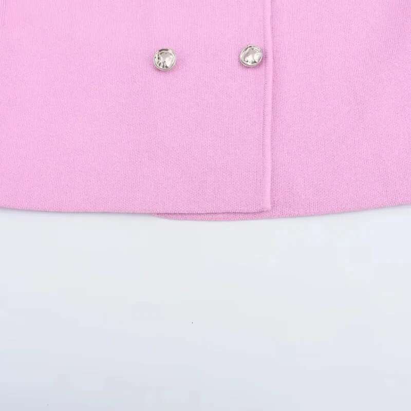 TRAF Sweater Lady Sleeveless Pink Knitted Vest For Women Fall Round Neck Short Sweaters Elegant Knit Vests Woman fashion clothing women