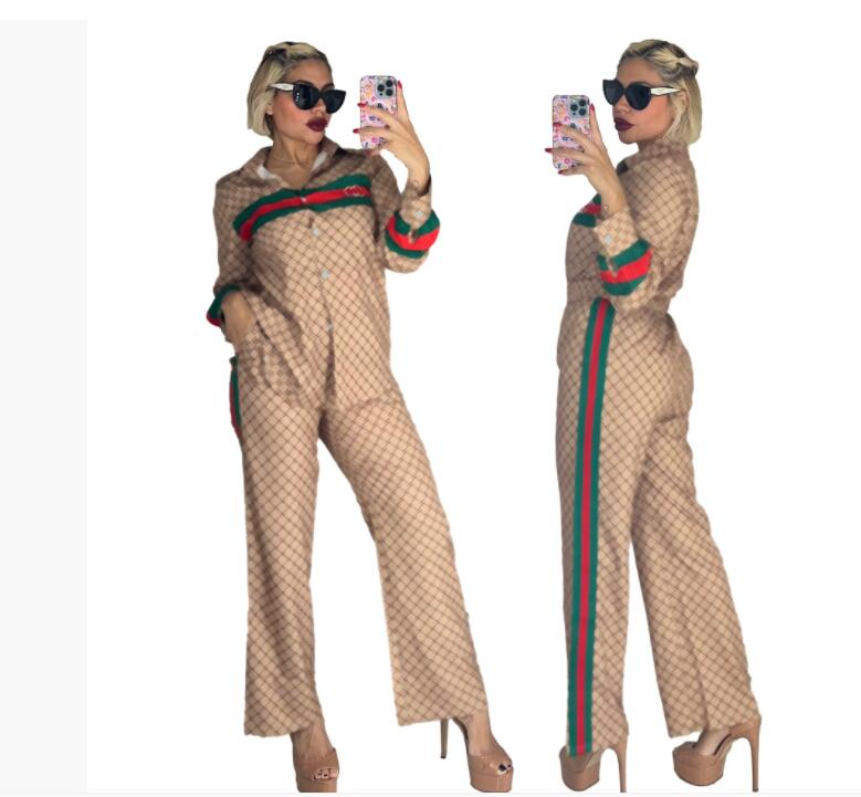 Womens Tracksuits Designer Print Two-piece Set fashion short Sleeve T-shirt Wide Leg Pants suits Womens Clothing
