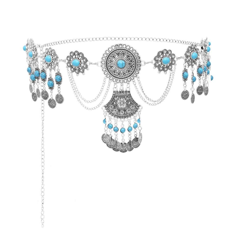 Vintage Golden Siery Coins Tassel Pendant Waist Belly Chains For Women Traditional Gypsy Ethnic Body Jewelry Accessories Gift