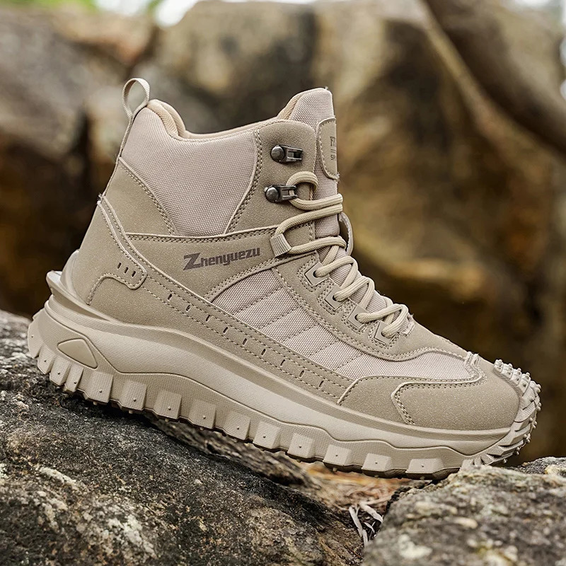 Mens Hiking Boots Style High Top Non-Slip Thick Sole Breathable Outdoor Comfortable Short Boots Trendy Walking Shoes 251129