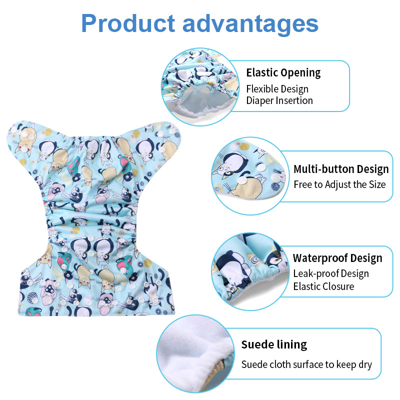 2025 Fashion Reusable Baby Pocket Cloth Diaper With Microfiber Insert 4 Sets One Size Fit All 3-15 KG Baby Nappies Washable Adjustable Size Quick Abso