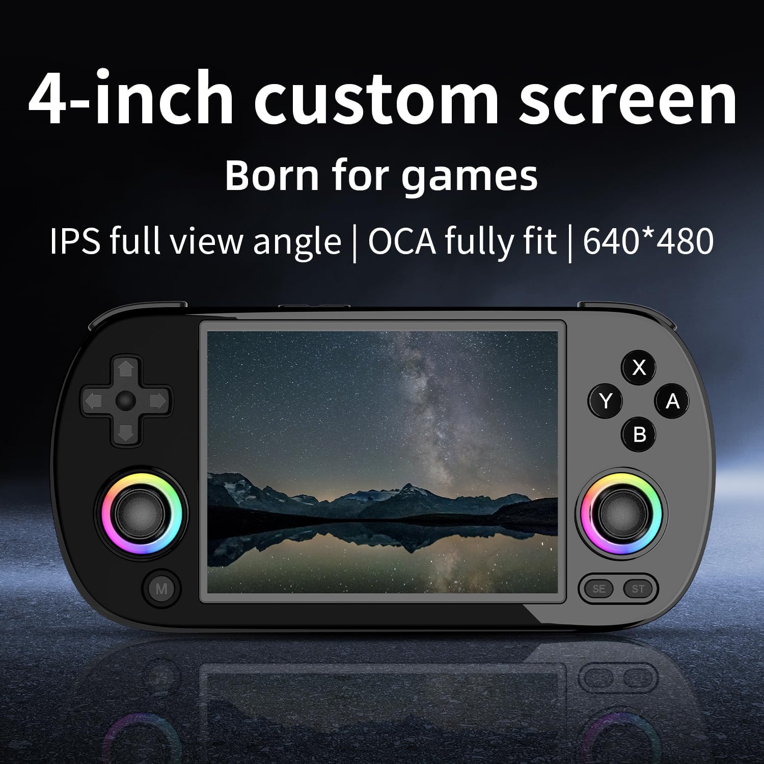 RG40XX H Handheld Game Console with RGB Colorful Joystick Lighting, 4" IPS Screen Linux System, Built in 3200mAh Battery 64G TF Card & 5528 Games