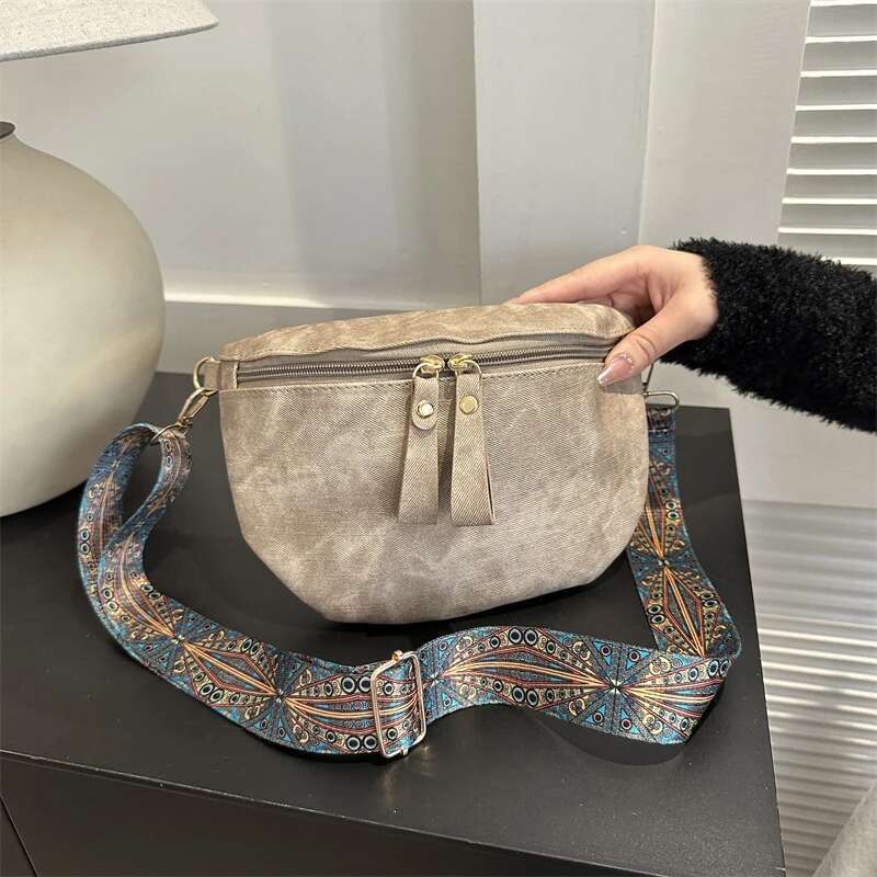 Women S PU Leather Waist Bags Stylish Hobo Solid Color Shoulder Satchel Designer Chest Bag Wide Strap Fashion Fanny Pack Bag