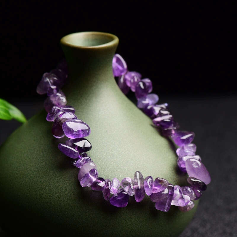Natural amethyst with multiple colors, irregular crystal crushed stone for women, elastic bracelet