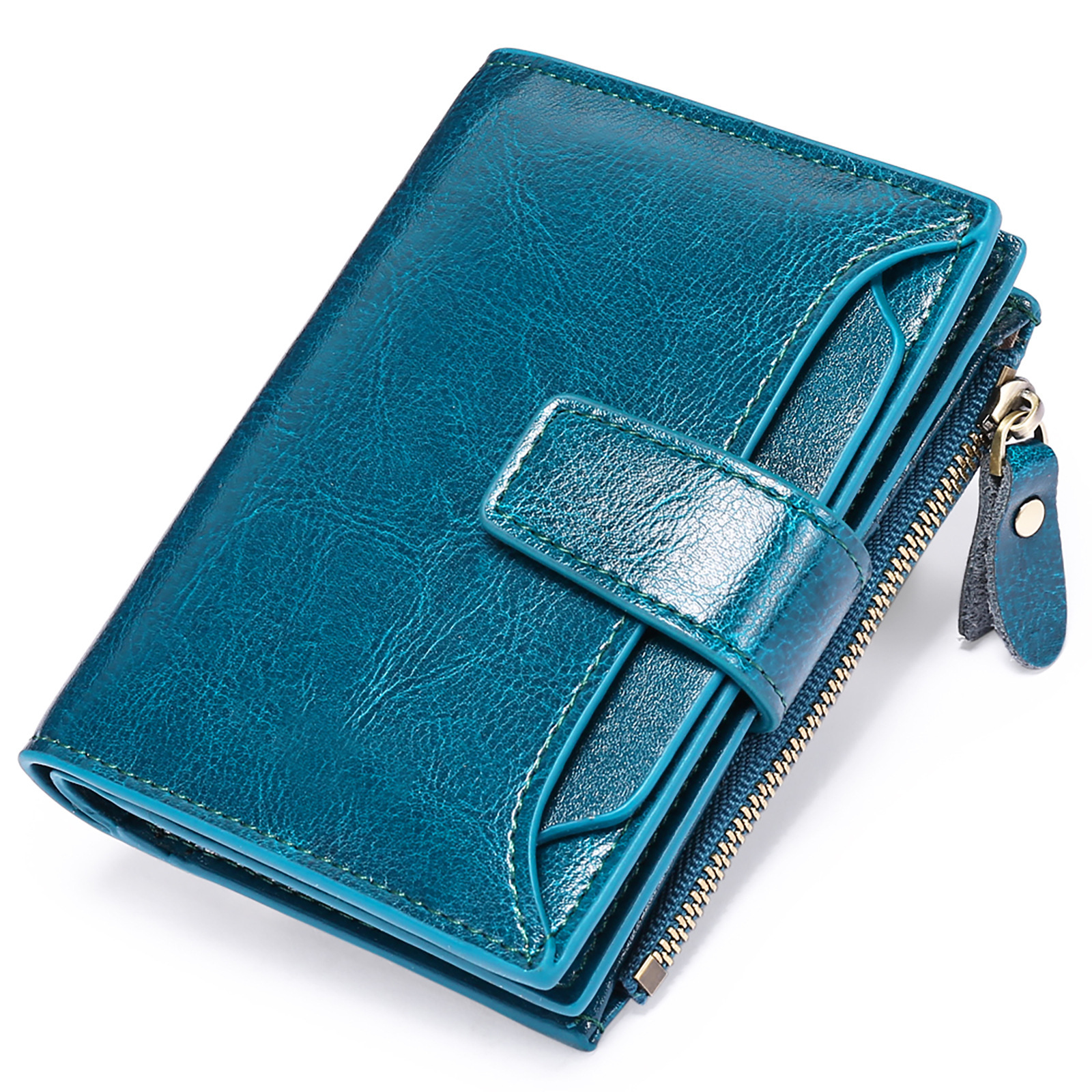 Designer Wallet Oil Wax Genuine Leather Short Multi Functional Zipper Women S Wallet Large Capacity Card Clip Zero Wallet Luxury Wallet Key Pouch