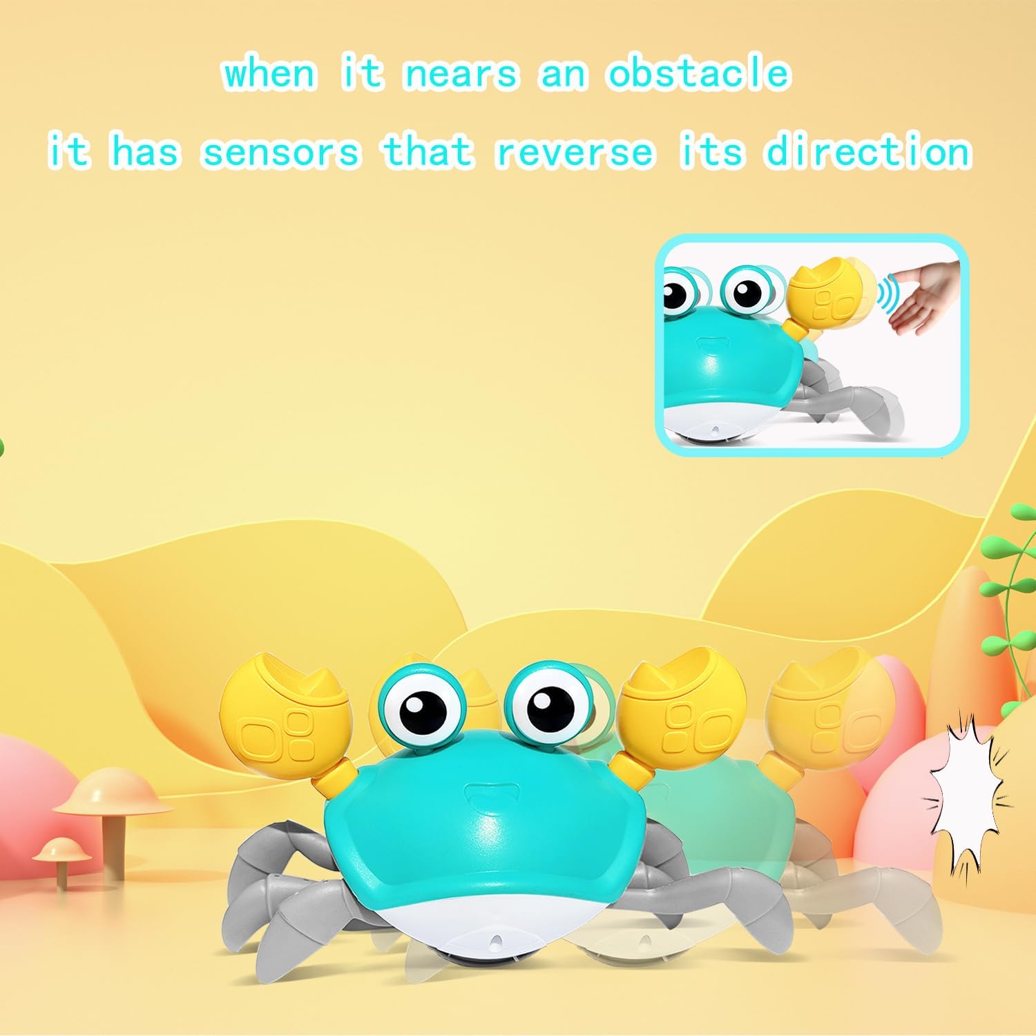 Crawling Crab Interactive Dog Toy with Charging Cable, Left-Right Move Crab with Obstacle Avoidance, Boredom and Stimulating, Dog Birthday Gifts