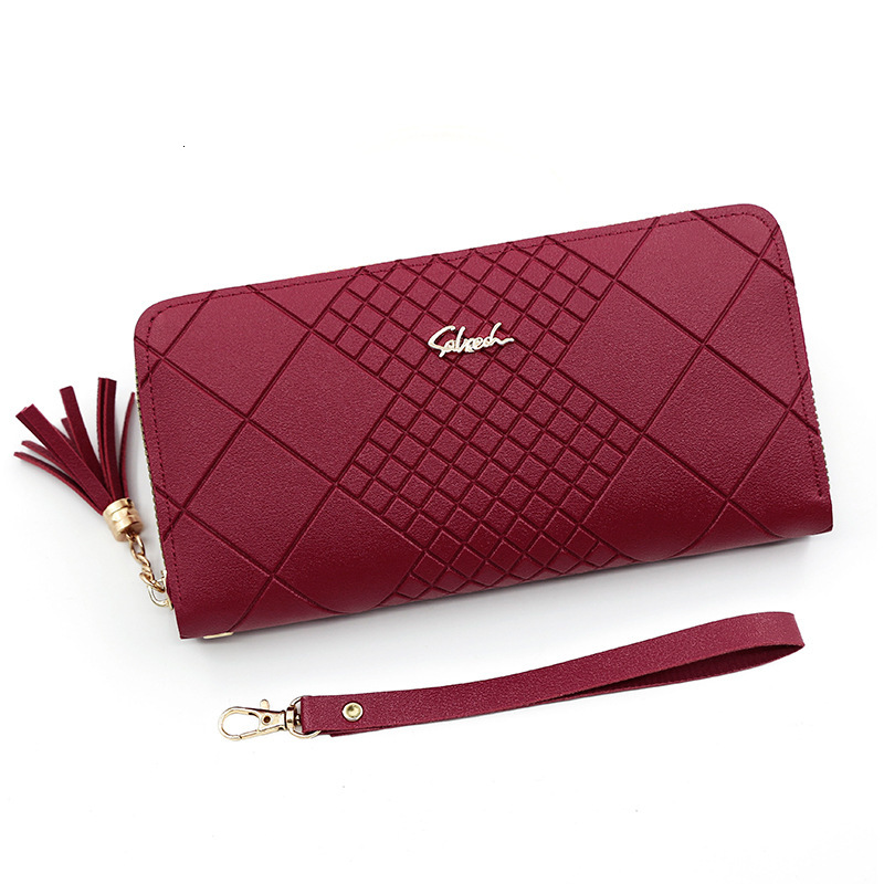 Designer Wallet Korean Version Wallet With Mobile Phone Bag Wallet Simple Embossed Design Women S Long Tassel Zipper Handbag Luxury Wallet Key Pouch