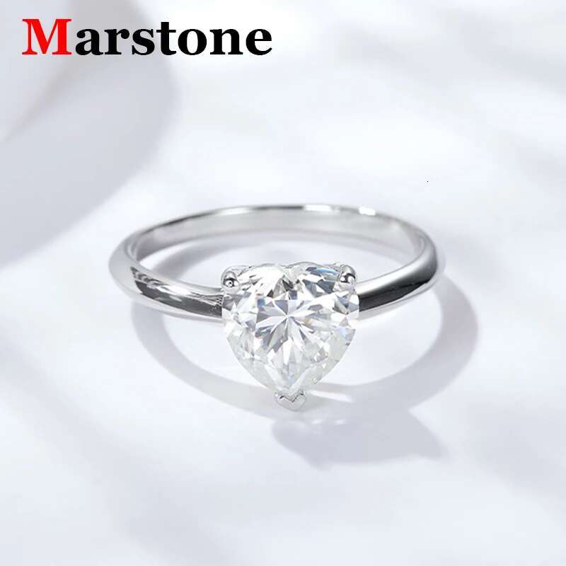 1.2CT D Color Heart Moissanite Diamond Ladys Heart Ring S925 Sliver 18K Gold Plated Wedding Rings Fine Jewelry for Women