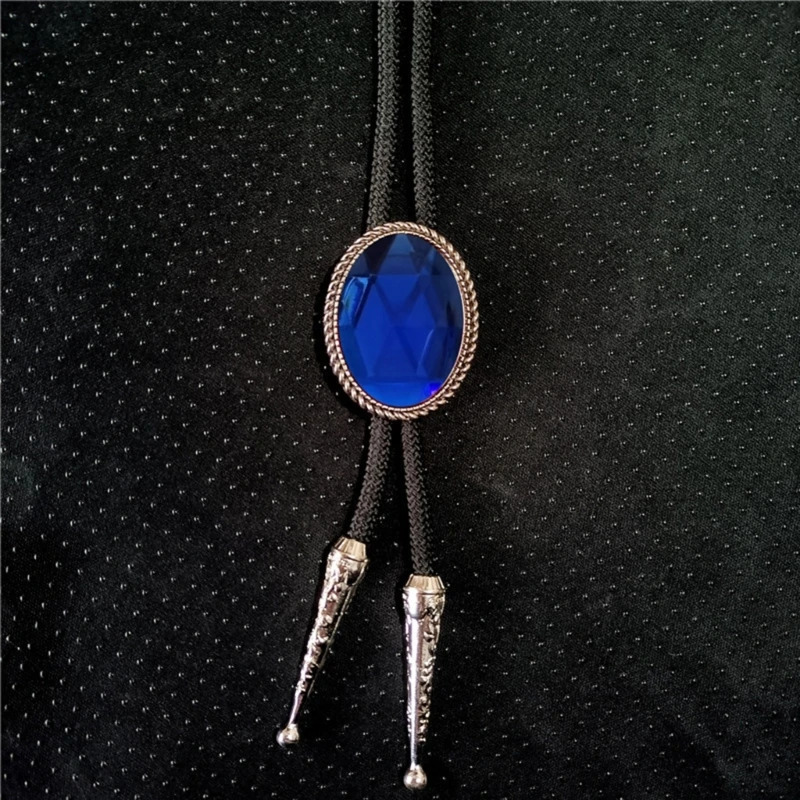 Delicate Diamond Stone Bolo Tie Cowboy Punk Necktie Western Bolo Tie Engraving Charm Bolo Tie Cowboy for Shirt Jeans 250430