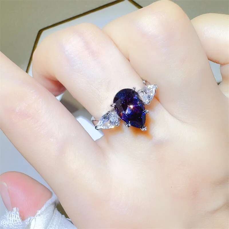 1-3CTMoissanite D Color VVS Diamond Womens Blue Green Yellow Ring S925 Silver Ring Plated White Gold Jewelry Rings for Women