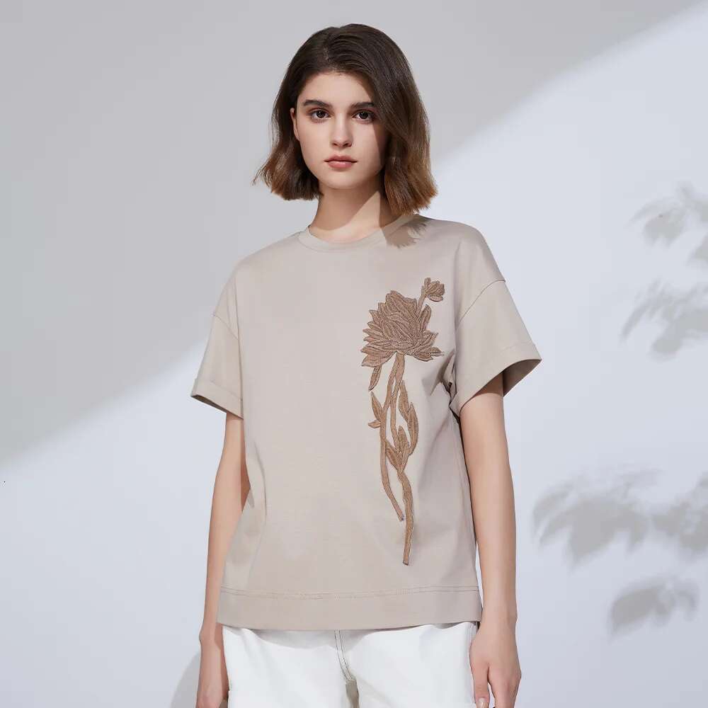 K2360w Casual Ladies Crop Top Tshirt Clothing Sequin Lyocell Women's Cotton T-Shirts T-Shirt Women