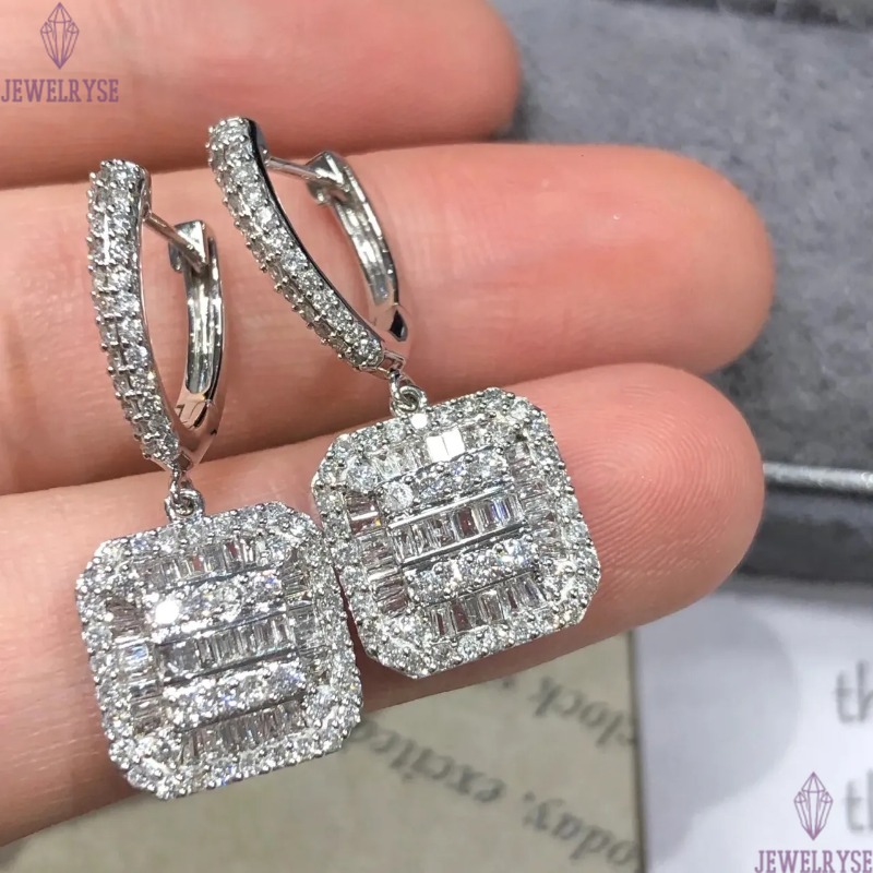 Choucong Brand Dangle Earring Luxury Jewelry Six Style 925 Sterling Silver Sparkling Handmade White Topaz T Princess Cut White Zircon Eternity Women D