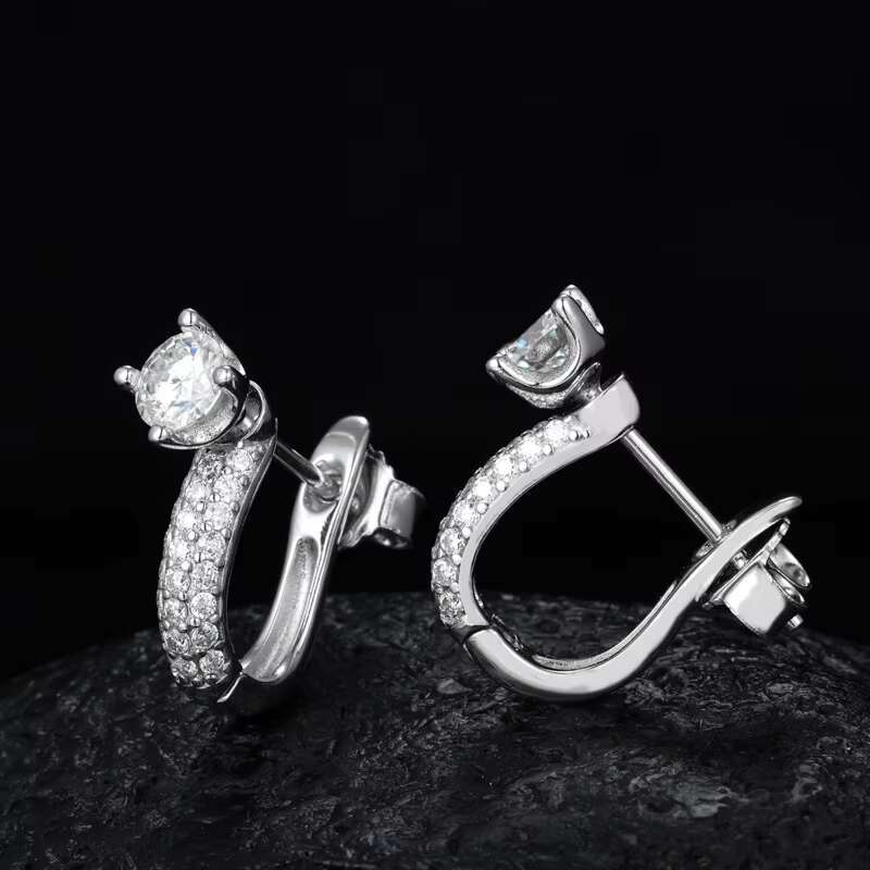 Unique Design Detachable 925 Sterling Silver With Gold Plating Moissanite Diamond Stud Earring Hypoallergenic and Durable Style