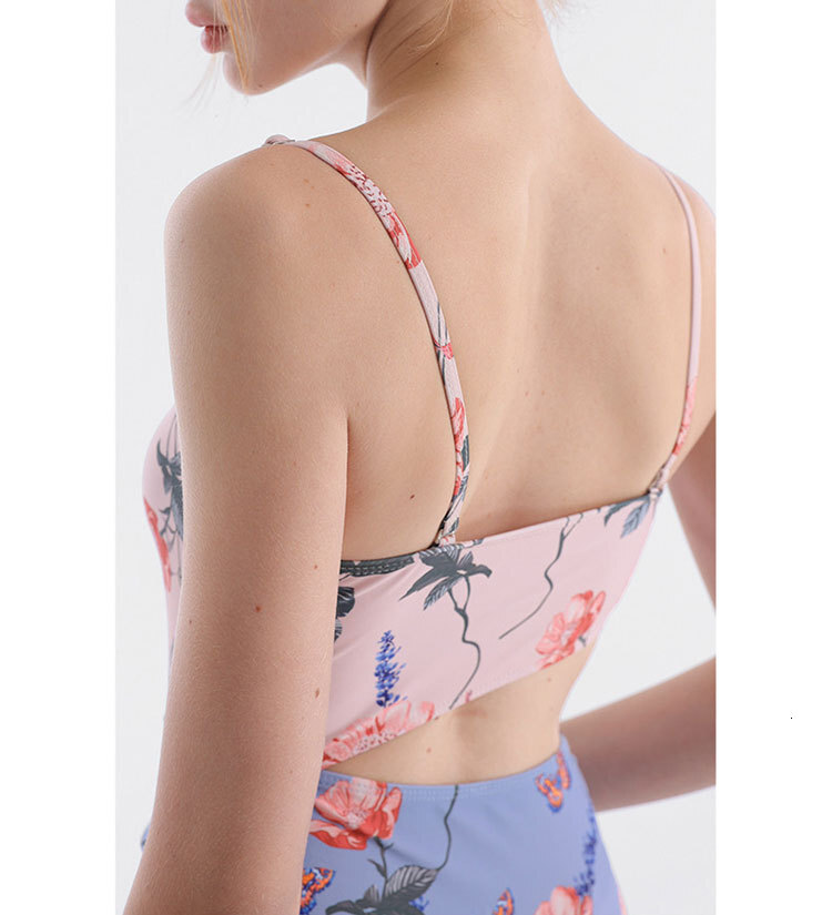 Printed one-piece for women, sexy, belly covering, slimming, plate buckle strapless swimsuit, hot spring vacation beach swimsuit