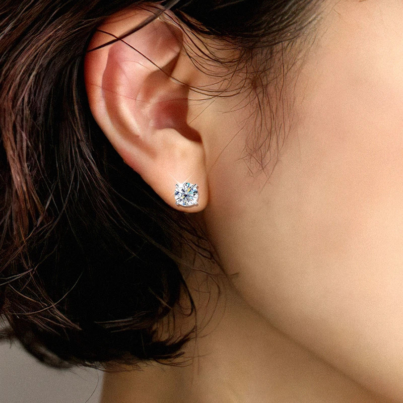 KNOBSPIN Earring 0.2-2ct D VVS1 GRA Certified Lab Diamond 4 Claw s925 Sterling Silver Stud Earrings for Women Man 250420