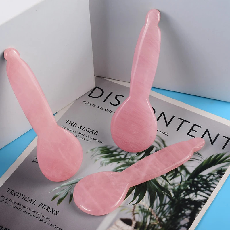 Rose Quartz Spoon Face Care Gua Sha Tool Beauty Health Product Natural Stone Jade Scraper Massager Neck Skin Scrape Massage 250424