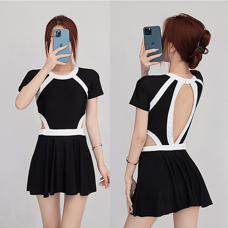 New women, high-end and summer sexy, backless, women's one-piece for soaking in hot springs, long sleeved anti roll swimsuit