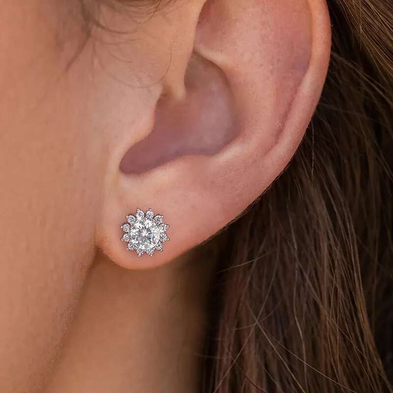 KNB 0.5ct D Color Certified Moissanite Stud Earrings Lab Created Diamond Real 925 Sterling Silver Wedding Fine Jewelry