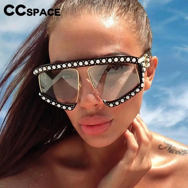 45448 Women Goggles Sunglasses Pearl Shades Red Mirror Glasses Oversized Uv400 Glasses Female 251126