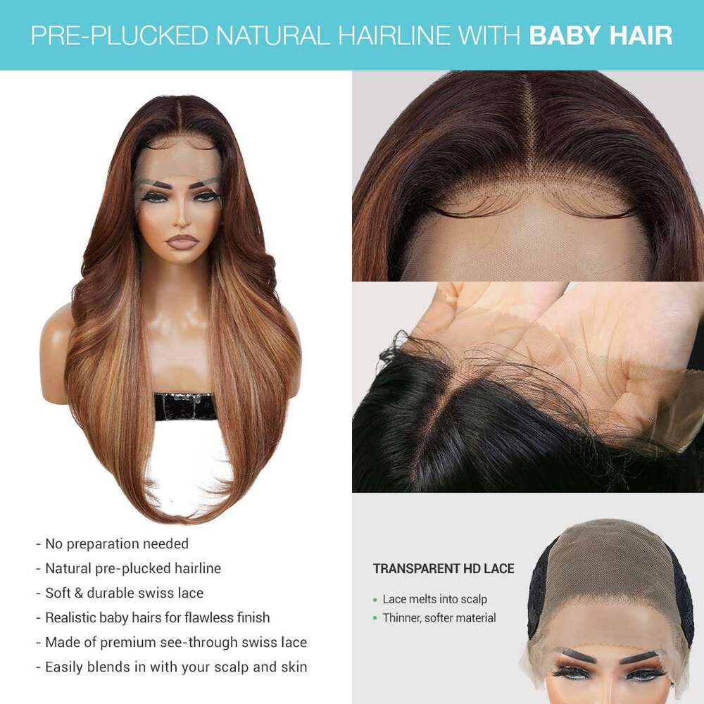 GLAM21USA HD Lace Front Straight Curly 13X6 Glueless Invisible Transparent Frontal Wig Long Human Hair Blend PrePlucked Hairline Swiss-Lace Synthetic 