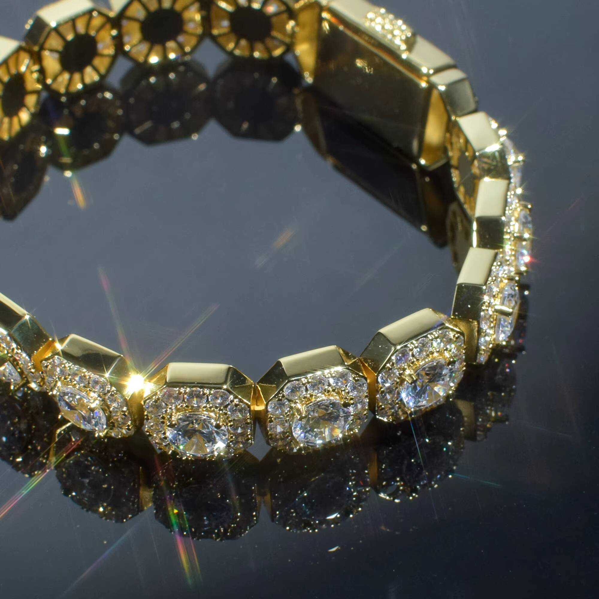 Iced Out Heart Shape CZ Diamond Chain Jewelry for Women Cluster Tennis Bracelet