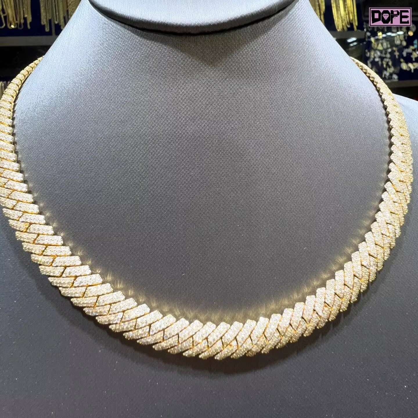 In Stock Cuban Chain Luxury VVS 10mm Iced Out 14k Gold Plated 925 Silver Hiphop Moissanite Cuban Link Chain