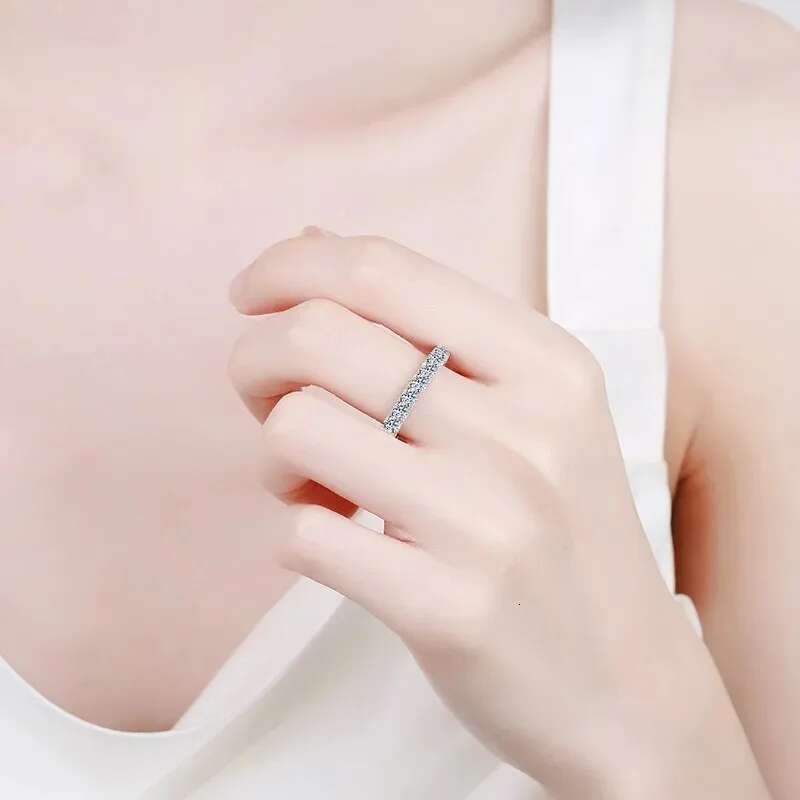 KNB 2.2ct-7ct D Color Moissanite Diamond Rings for Women Fine Jewelry 925 Sterling Sliver Eternity Band Wedding Engagement Ring