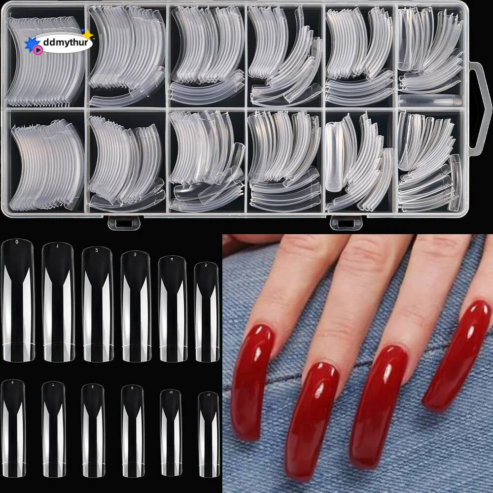 240PC Hawk Curved Long Square False Nails 12Size XXL Extra Deep Curve Full Cover Acrylic Fake Tips Eagle Claw Nail Extension Tip ddmythur