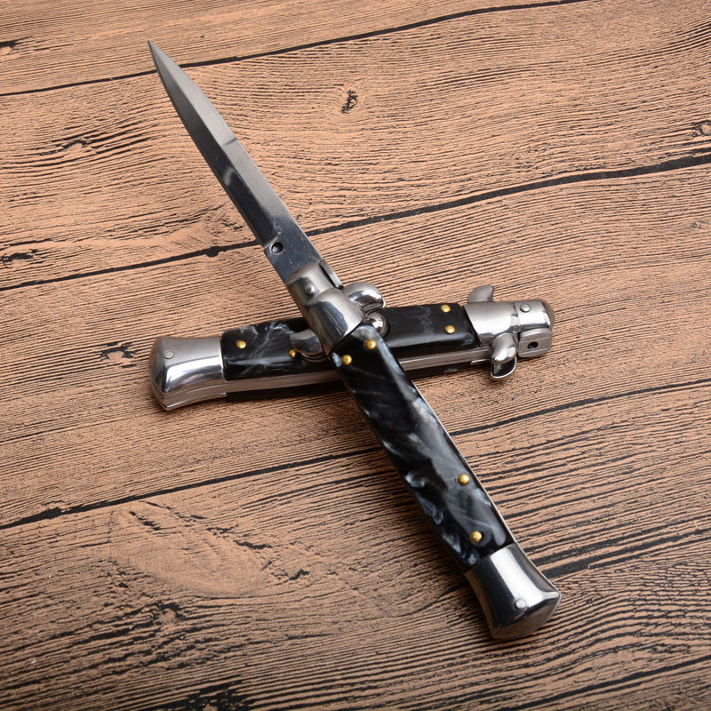 3Models 9'' Inch Stiletto Mafia Knife 3.77'' 440C Blade, Acrylic Handles