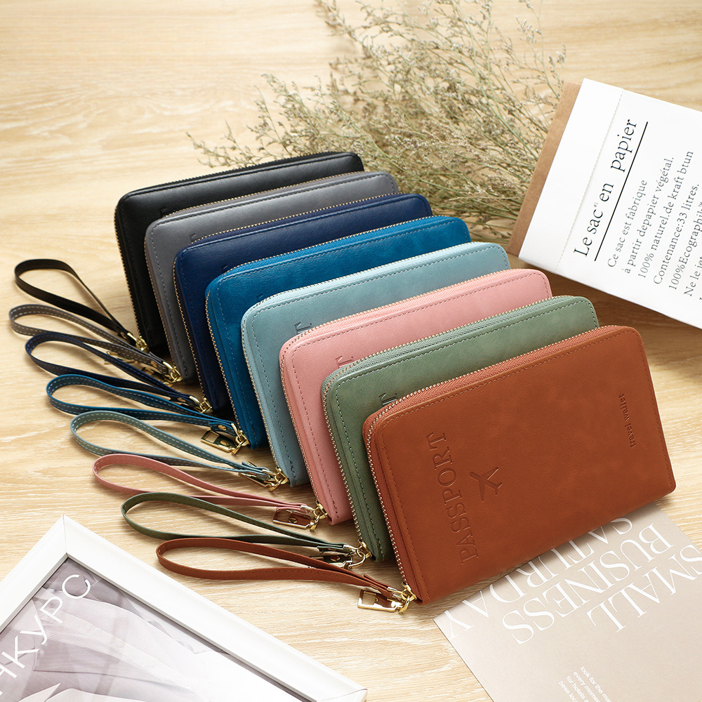 designer wallet RFID Long Clip Flight Ticket Storage Document Bag Multifunctional Travel Zipper Hand Held Passport Bag luxury wallet key pouch