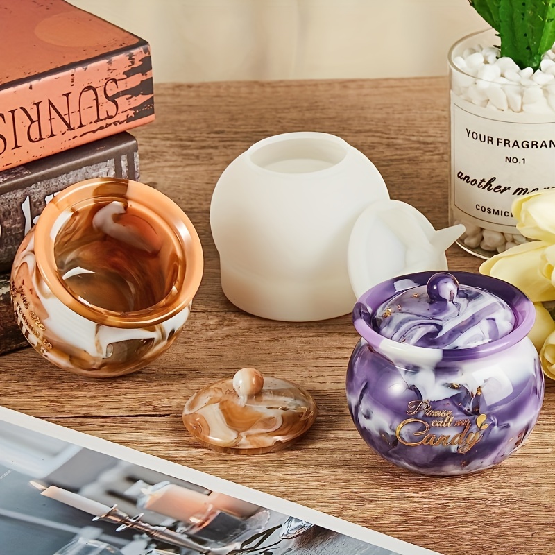 Jar with Lid Silicone Mold Epoxy Resin Mold Storage Box Treat Candy Jar Jewelry Container Home Decor