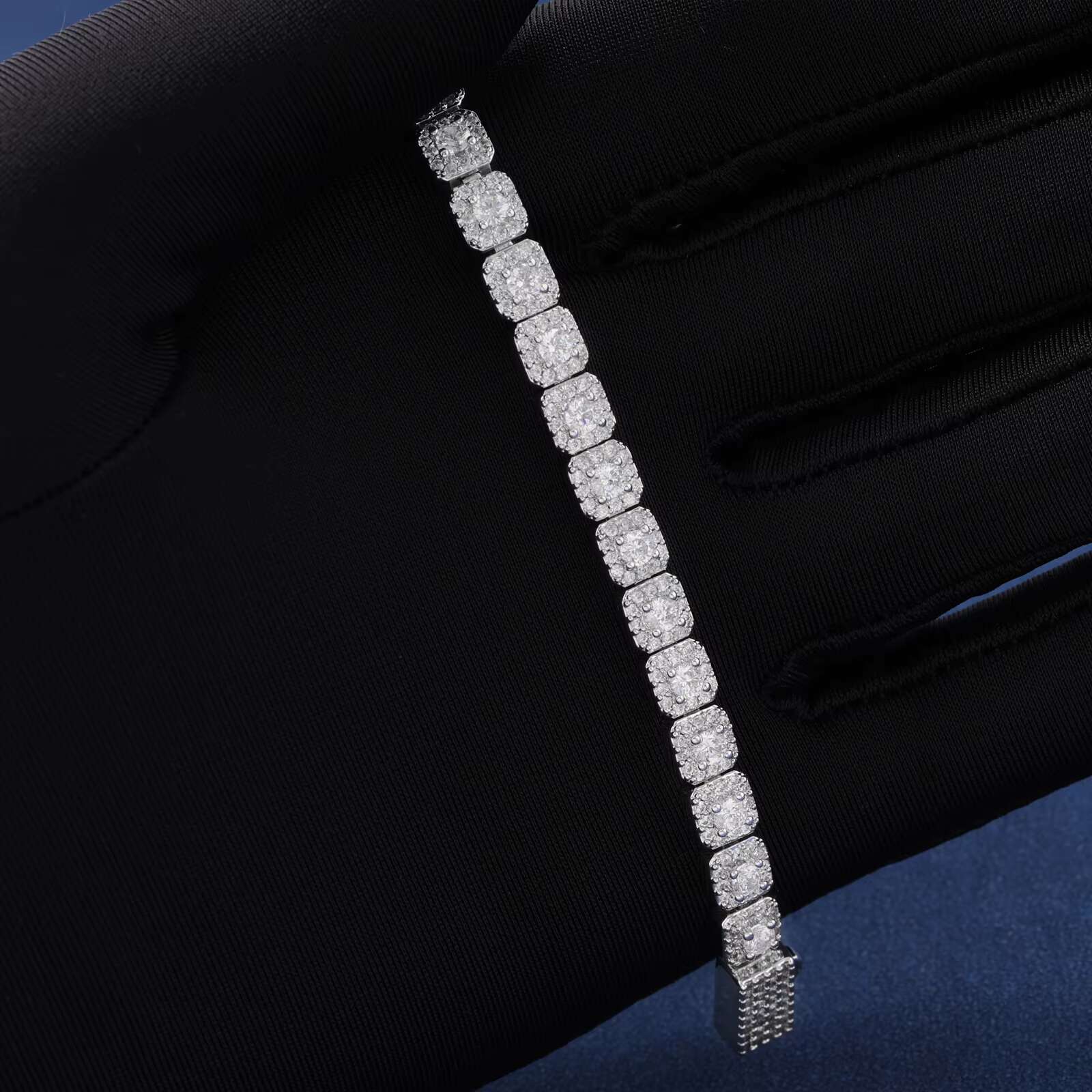 High Quality 6mm Moissanite Tennis Bracelet for Men Exquisite 925 Sterling Silver White Gold Plating Waterproof Perfect Gift