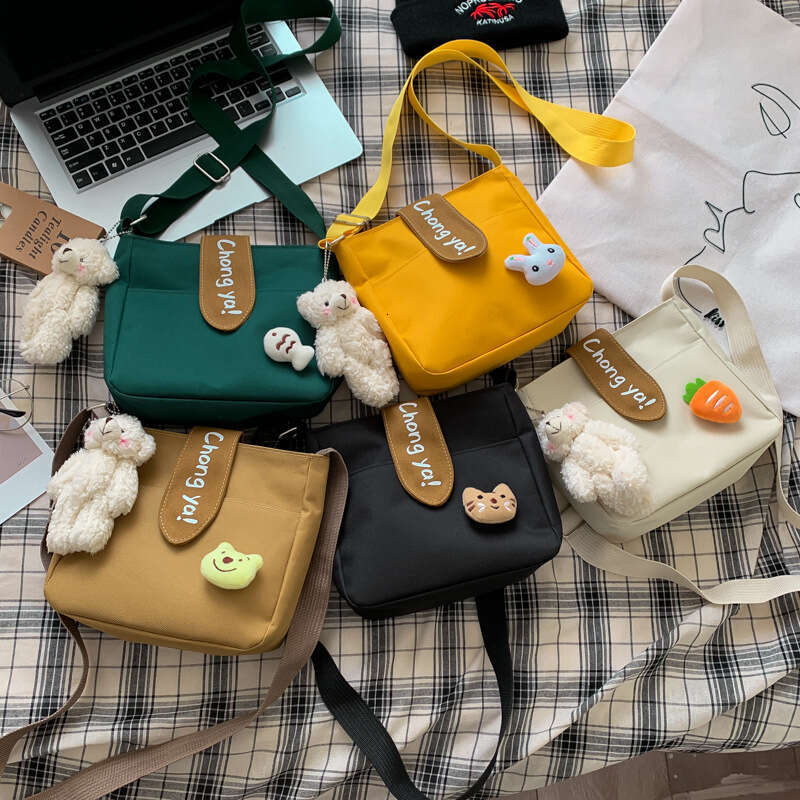 Summer canvas ins super popular women's fashion student backpack Korean version cute single shoulder diagonal cross small square bag