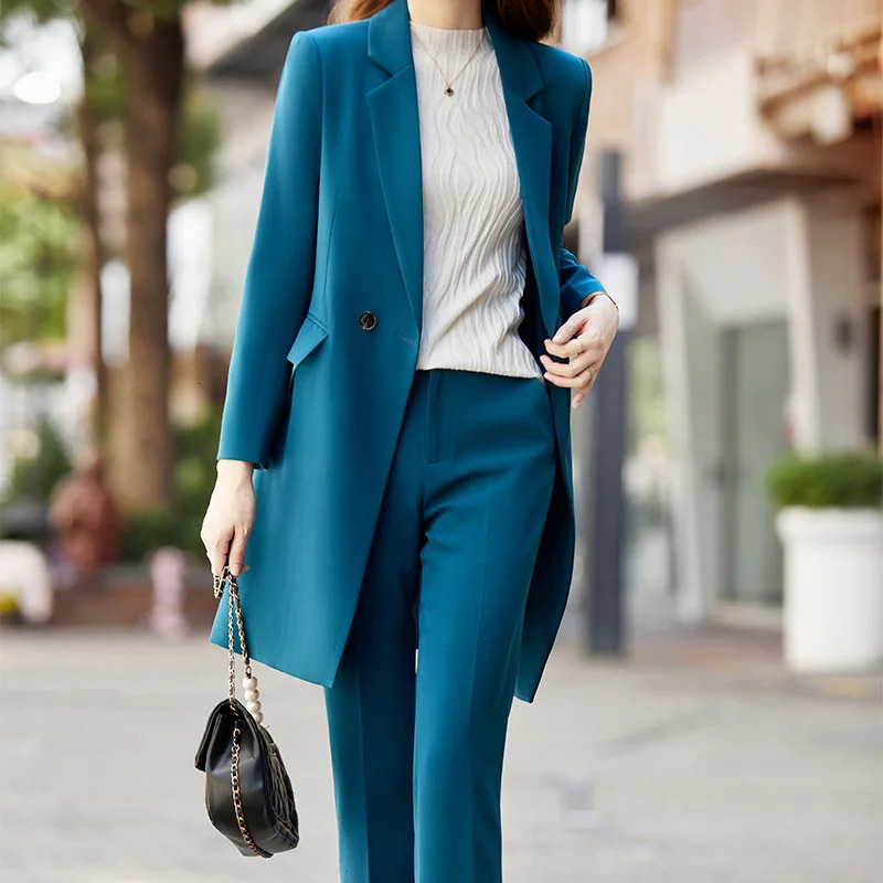 High end office professional womens jacket pants 2piece set autumn fashion long business casual mens wear 250530
