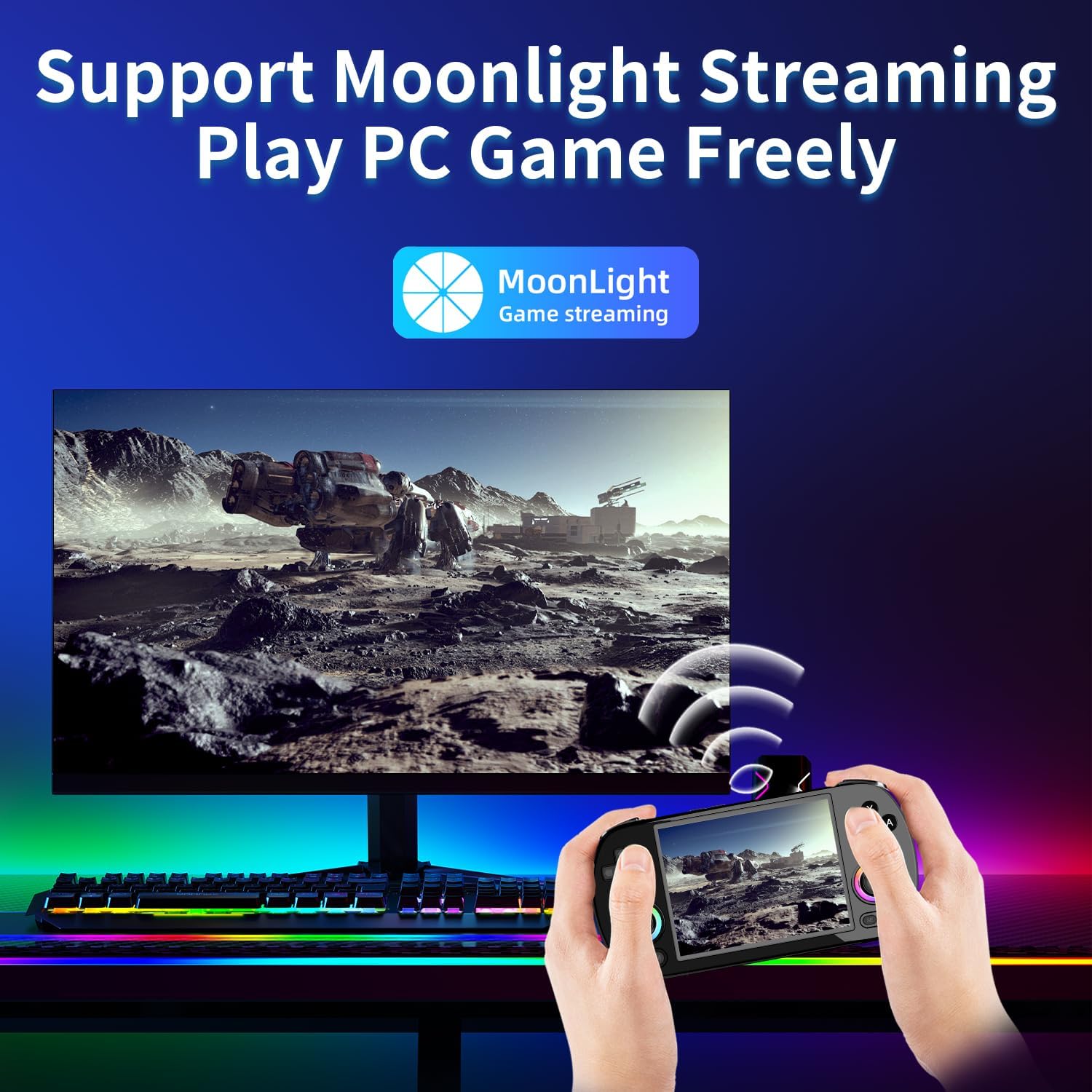 RG40XX H Handheld Game Console with RGB Colorful Joystick Lighting, 4" IPS Screen Linux System, Built in 3200mAh Battery 64G TF Card & 5528 Games