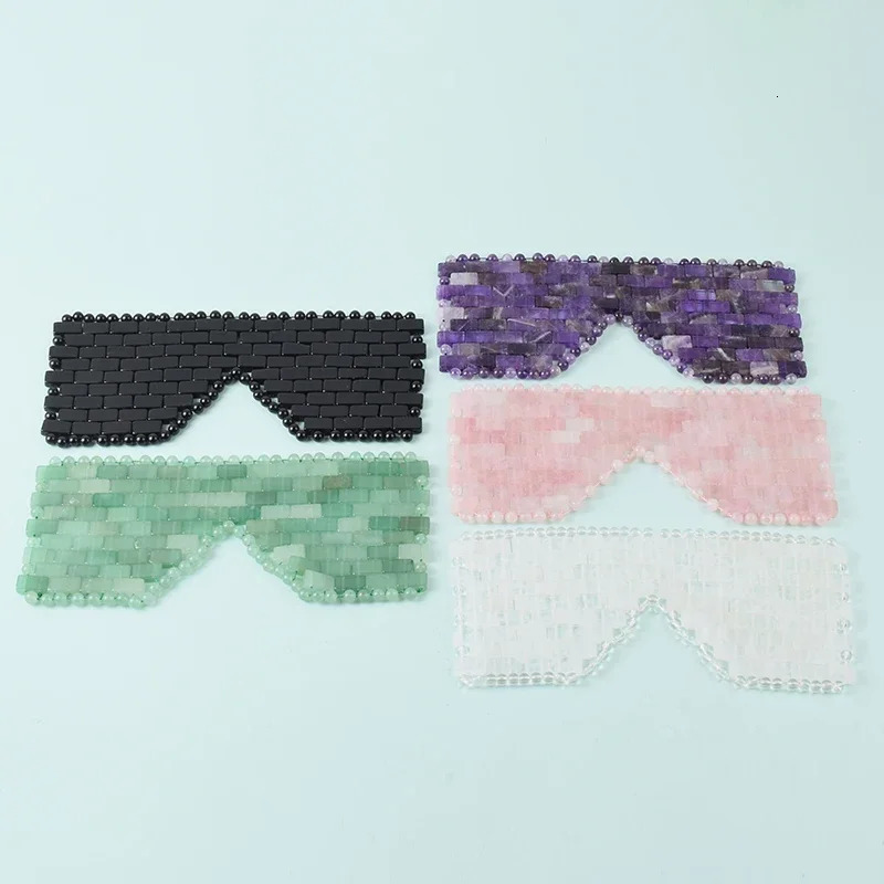 Rose Quartz Jade Eye Mask WIth Box Eye Massager Natural Stone Sleep Mask Relaxation Face Massager Facial Massage Tools 250424