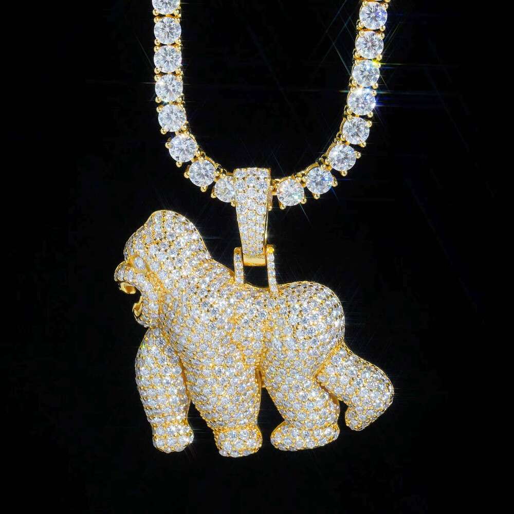 Sparkly Orangutan hip-hop Ice out 925 sterling silver VVS Moissonite Diamond pendant for quick delivery of a man's gift