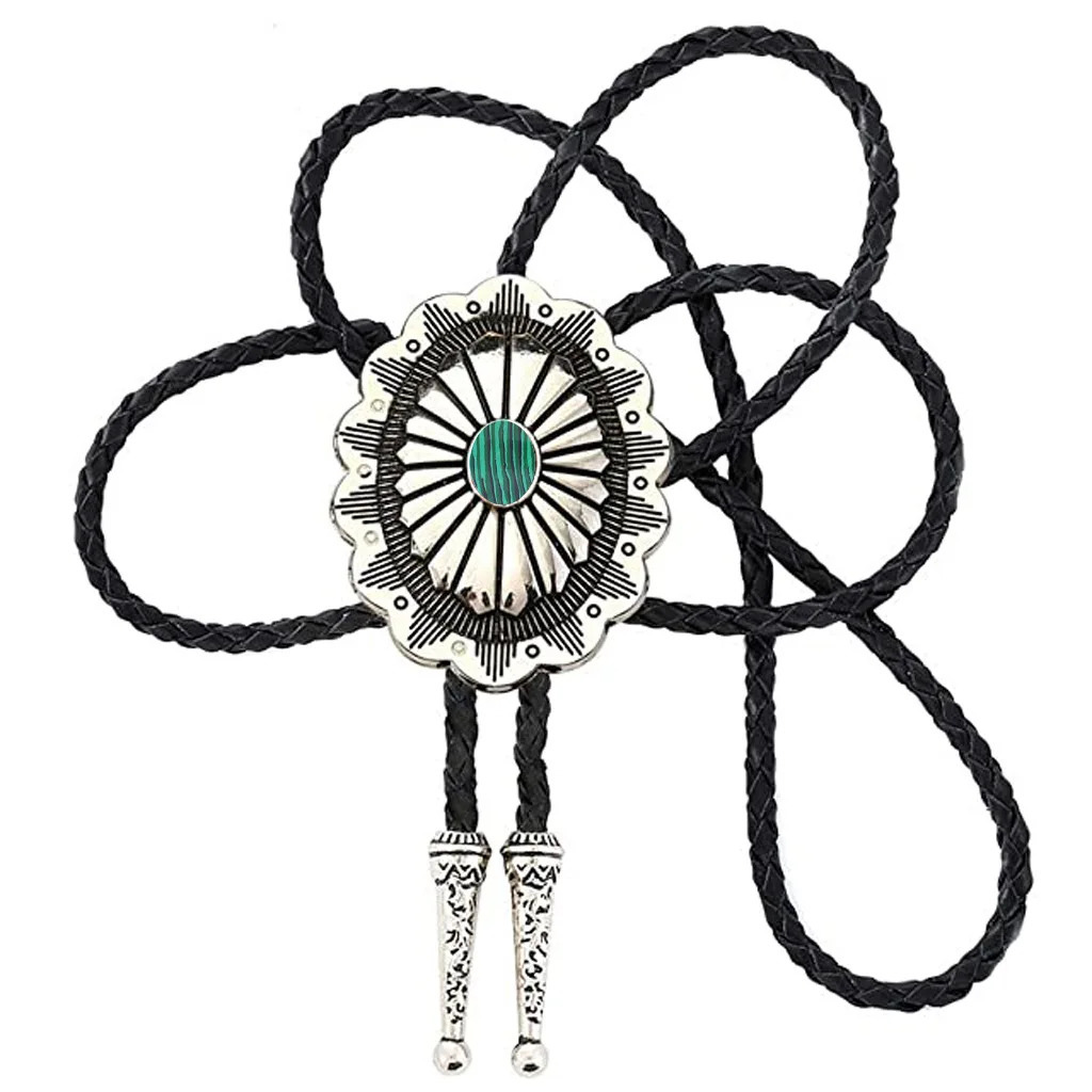 Celtic turquoise bolo leather rope tie fashion pure western cowboy style bolo tie collar rope 250430