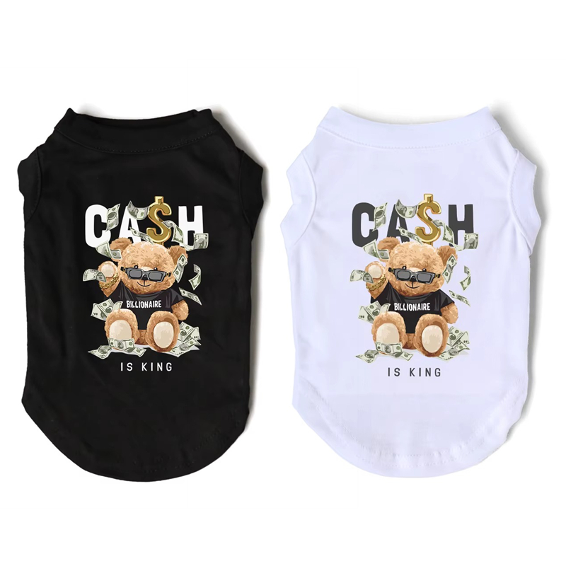 Dog Shirts Clothes Imitating Design Teddy Bear Patterns T Shirt, Small Dog Breathable Fashion Shirts Cool Summer Cotton Vest for Small Medium Dog Pupp
