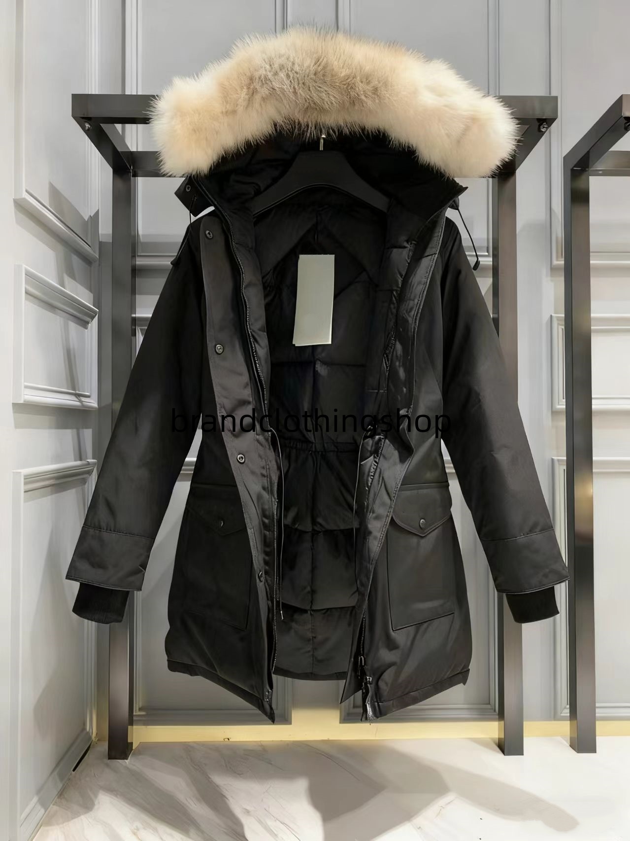 Designer Women canadian Down Jacket Coat winter Fashion Brand Long Large Pocket Fur Collar Thermal Top Female Womens Parkas goosewomen Large puffer Jacket Coats